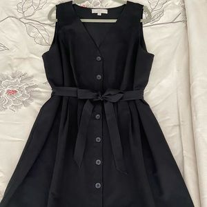 Loft - black, belted sundress